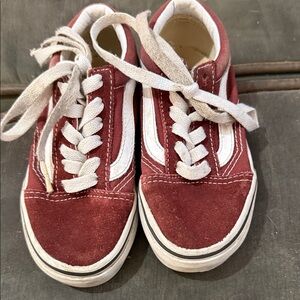 Vans Kids Burgundy and White Sneakers